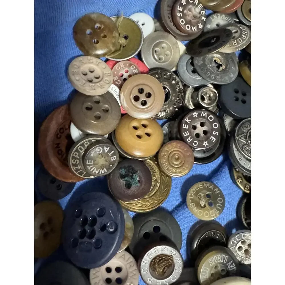 Lot of 500 + Sewing Buttons Designer Branded Nike, Moose Creek, Eddie Bauer, etc